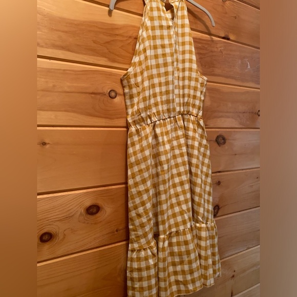Gingham mock neck halter swing dress. Size large. - Picture 8 of 9